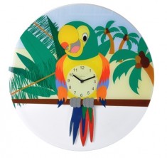Dětské nástěnné kyvadlové hodiny 8168 Nextime Papoušek Lorre 43cm