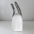 Kasička keramická Taška, 18 cm, bílá / stříbrná