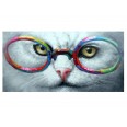 Obraz Kočka s brýlemi, 60x120 cm, olej na plátně, více barev