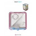 Lunch box BLACK-BLUM Apetit, bílý/růžový, modrá vidlička
