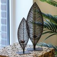 Svícen kovový Palm leaf, 45 cm, hnědá