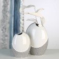 Váza keramická oválná Prime, 25 cm, bílá / stříbrná