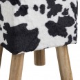 Taburetka čtvercová Marlen, kraví design, černá / bílá