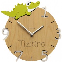 Dětské nástěnné hodiny s vlastním jménem CalleaDesign krokodýl 36cm